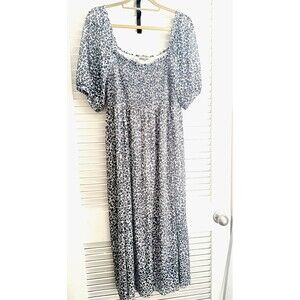 Anthro Baum Und Pferdgarten Judith Floral Maxi Dress Sz L Smock Mesh Blue White